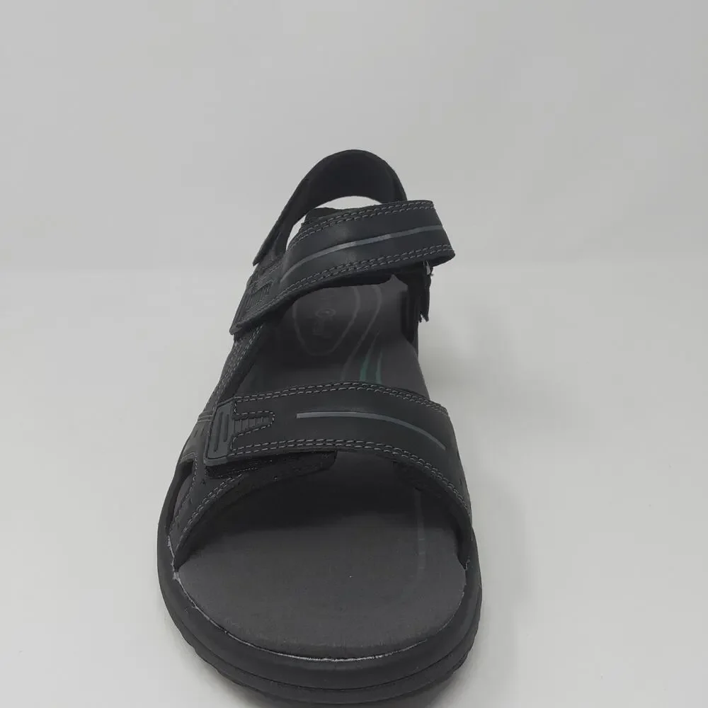 Orthofeet Men's Gemini 566 Black Leather Orthopedic Walking Sandals US 10 NWB